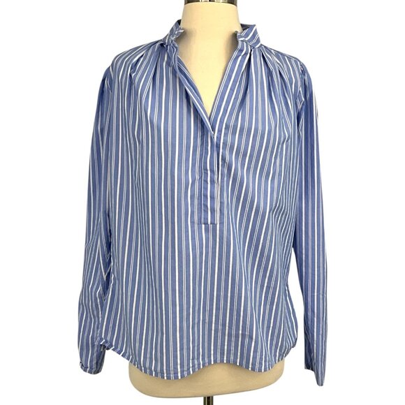 Wear Cisco Tops - Wear Cisco The Puff Shirt Size XS Blue Striped Long Sleeve Popover Cotton